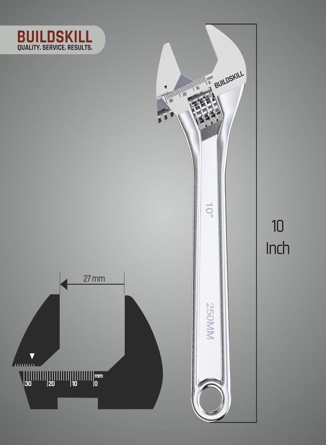 BUILDSKILL مفتاح ربط قابل للتعديل من BUILDSKILL بطول 250 مم وطول 10 بوصات | مصنوع من فولاذ الكروم والفاناديوم | للاستخدام المهني والمنزلي | أحادي الجانب | أدوات سباكة مقاومة للصدأ | مفتاح ربط قابل للتعديل بمقياس محفور بالليزر (ضمان 6 أشهر) - Image 3
